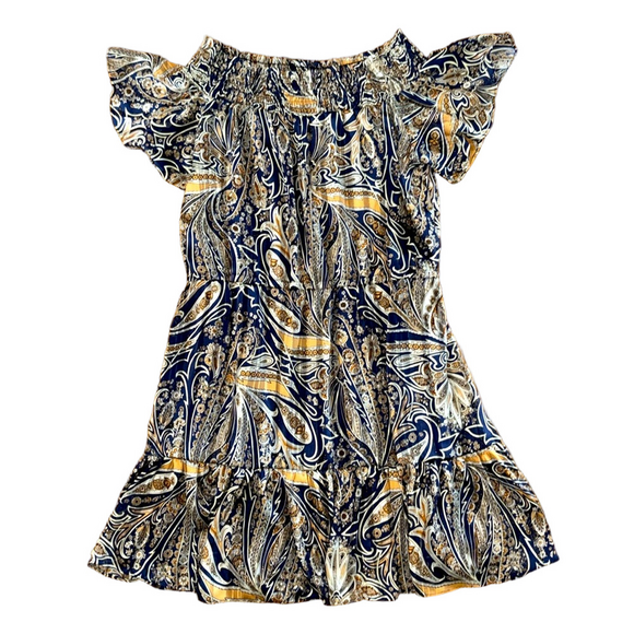 Lulu's Navy and Gold Paisley Dress Size XL NWT - Picture 1 of 9
